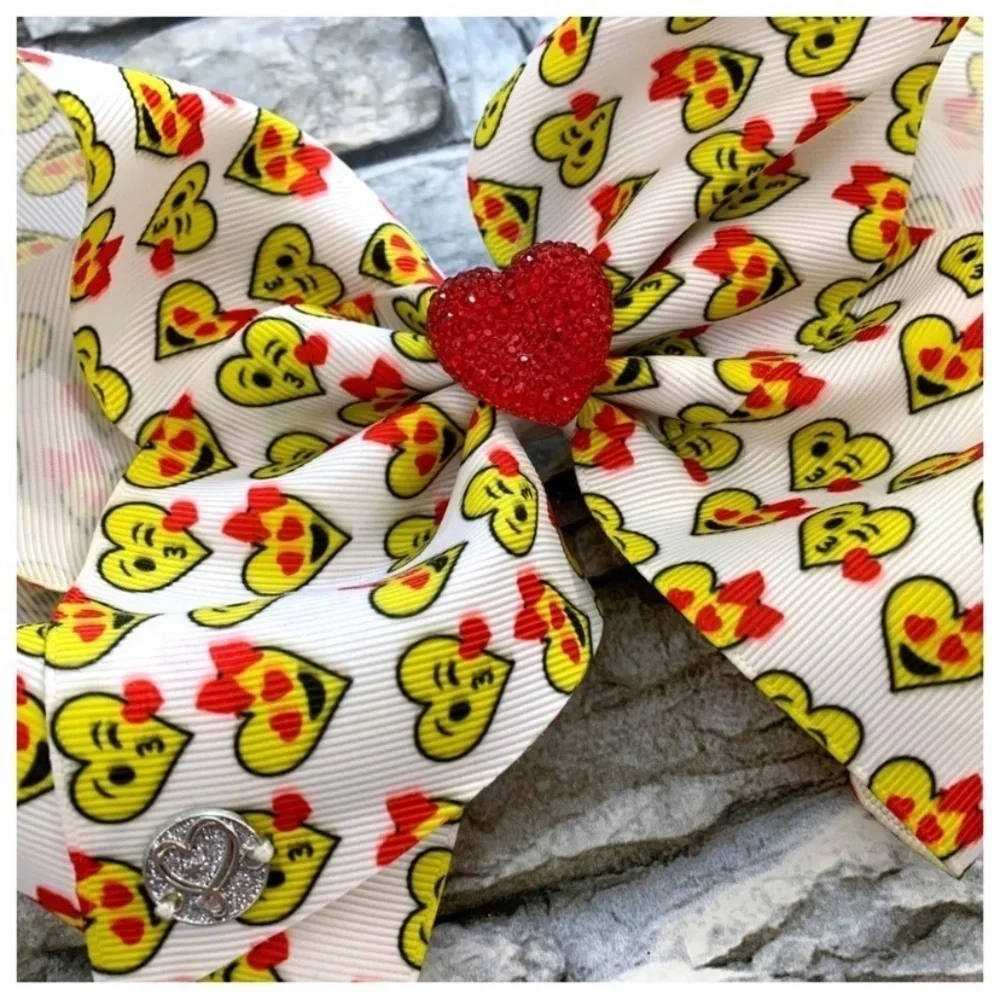 JoJo Siwa Heart Rhinestone Mermaid Cheer Large Bow Clip New Multicolor Ribbon
